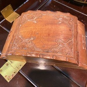 Vintage hand carved wood box